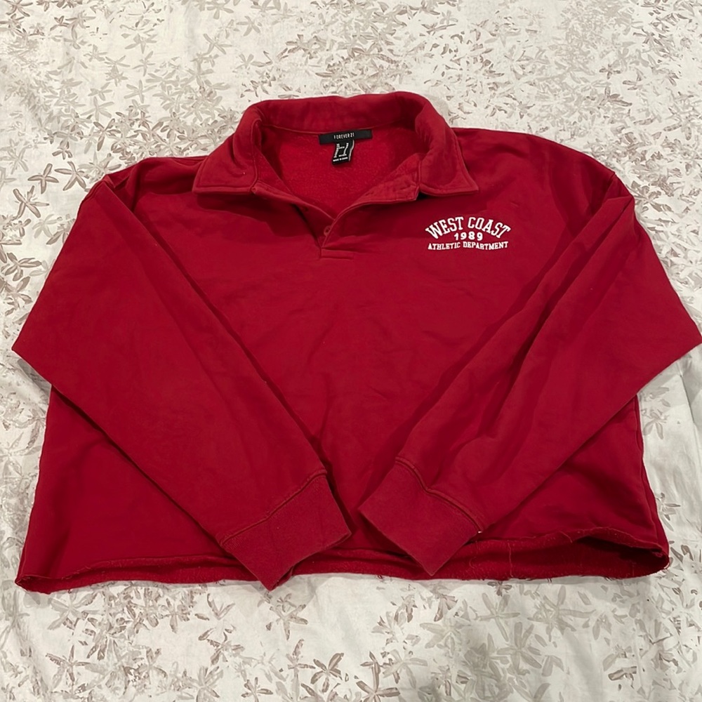 Red cropped long sleeve